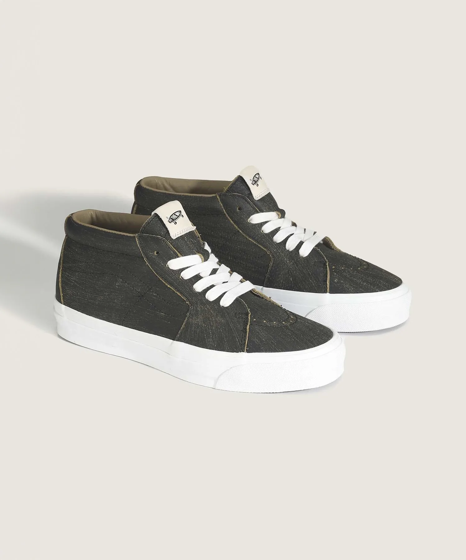 Кроссовки мид кат из натуральной кожи VANS SK8-Mid Aged Leather LX черные — фото 2