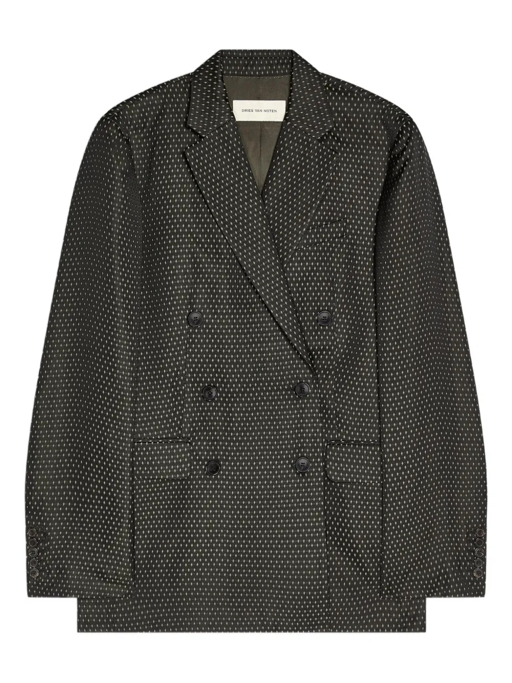 

Двубортный жаккардовый блейзер DRIES VAN NOTEN, черный