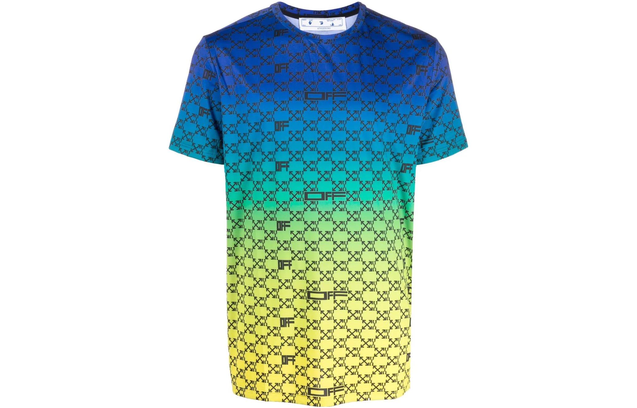 OFF WHITE Iridescent All Over Arrows Monogram Футболка OFF-WHITE, Синий — фото 2