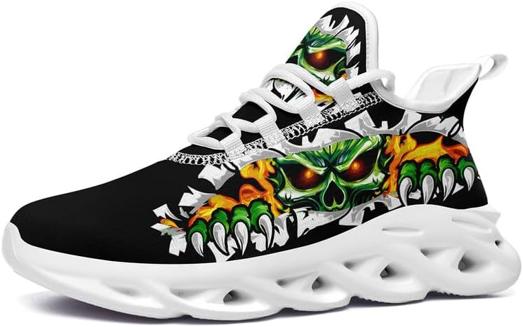 

Модные кроссовки с черепом для мужчин и женщин, с дерзкой элегантностью, готические легкие кроссовки из сетки EVA для ходьбы, тенниса и спорта Awsole, белый
