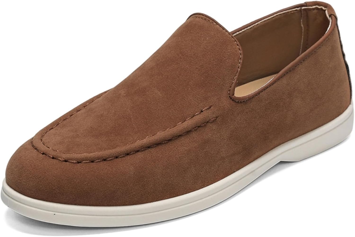 

Мужские замшевые слипоны-лоферы с белой резиновой подошвой, удобные для повседневной и офисной носки, с ручной прострочкой верха и круглым носком, доступны в нескольких цветах Kelibasi