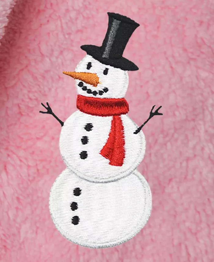 Детский плюшевый халат с капюшоном Snowman Super Plush Double Brushed Linum Home, розовый — фото 2