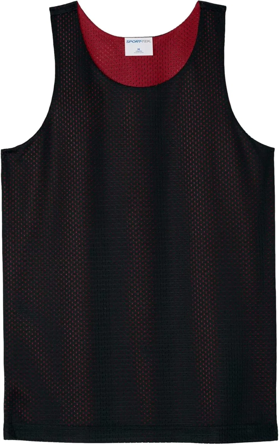 Детский реверсивный топ-сетка SPORT-TEK, Black/Deep Red