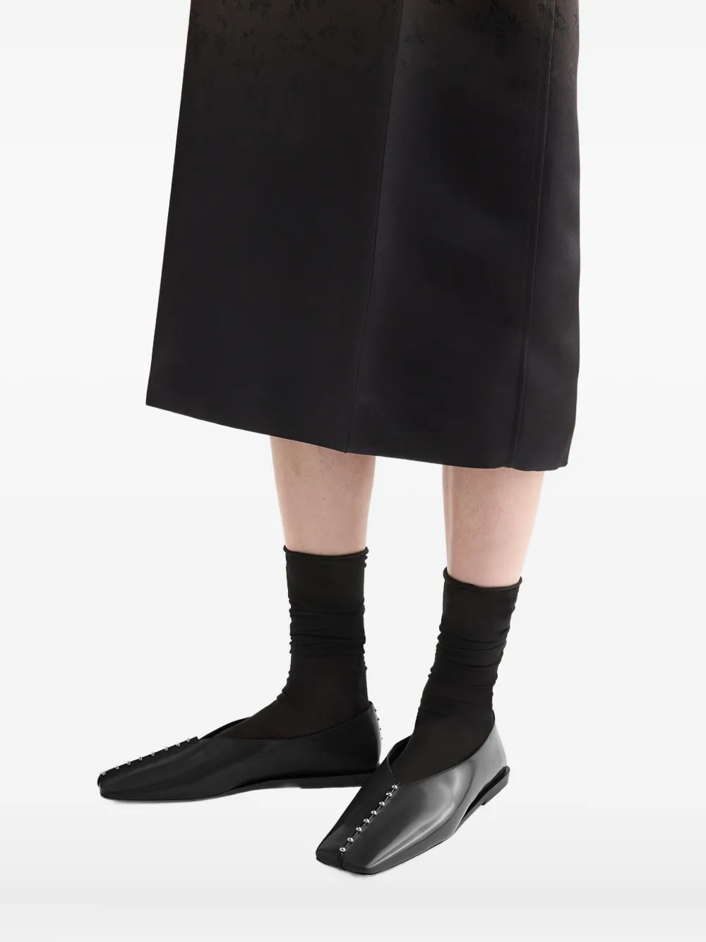 Балетки с заостренным носком и заклепками JIL SANDER, черный — фото 4