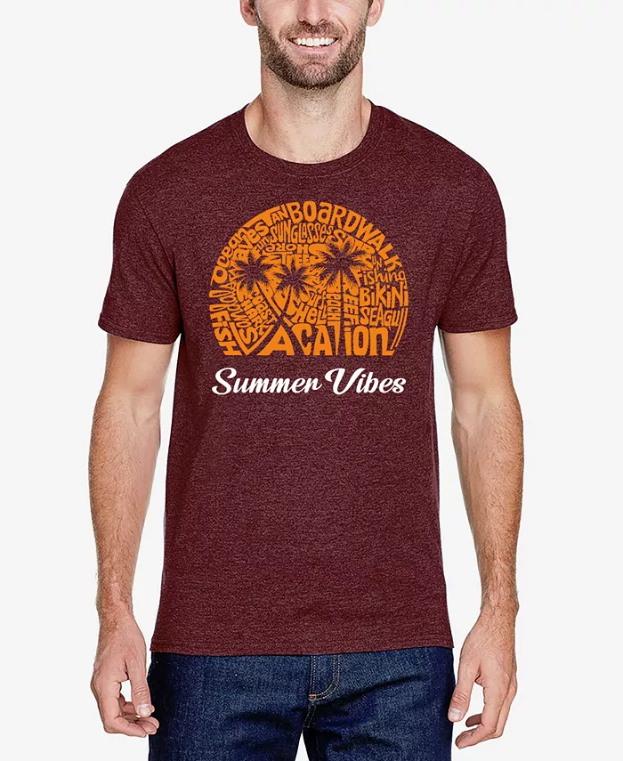

Мужская футболка Premium Blend с принтом Summer Vibes Word Art LA Pop Art, красный