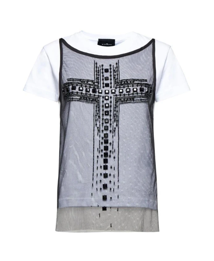 

Футболка с накладкой и графическим рисунком. John Richmond, белый