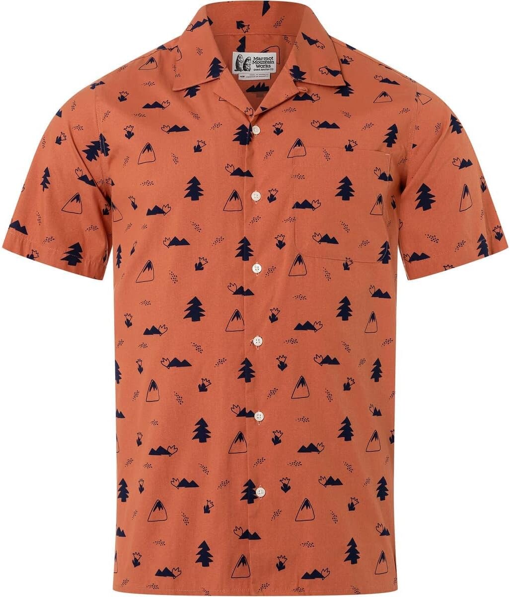 

Рубашка Marmot Muir Camp Novelty Short Sleeve, цвет Auburn/Arctic Navy