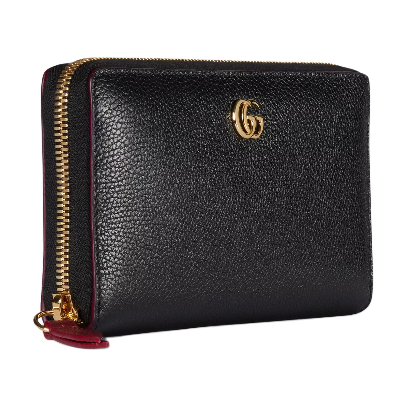 GUCCI Кожаный кошелёк GG Marmont женский чёрный и красный — фото 2