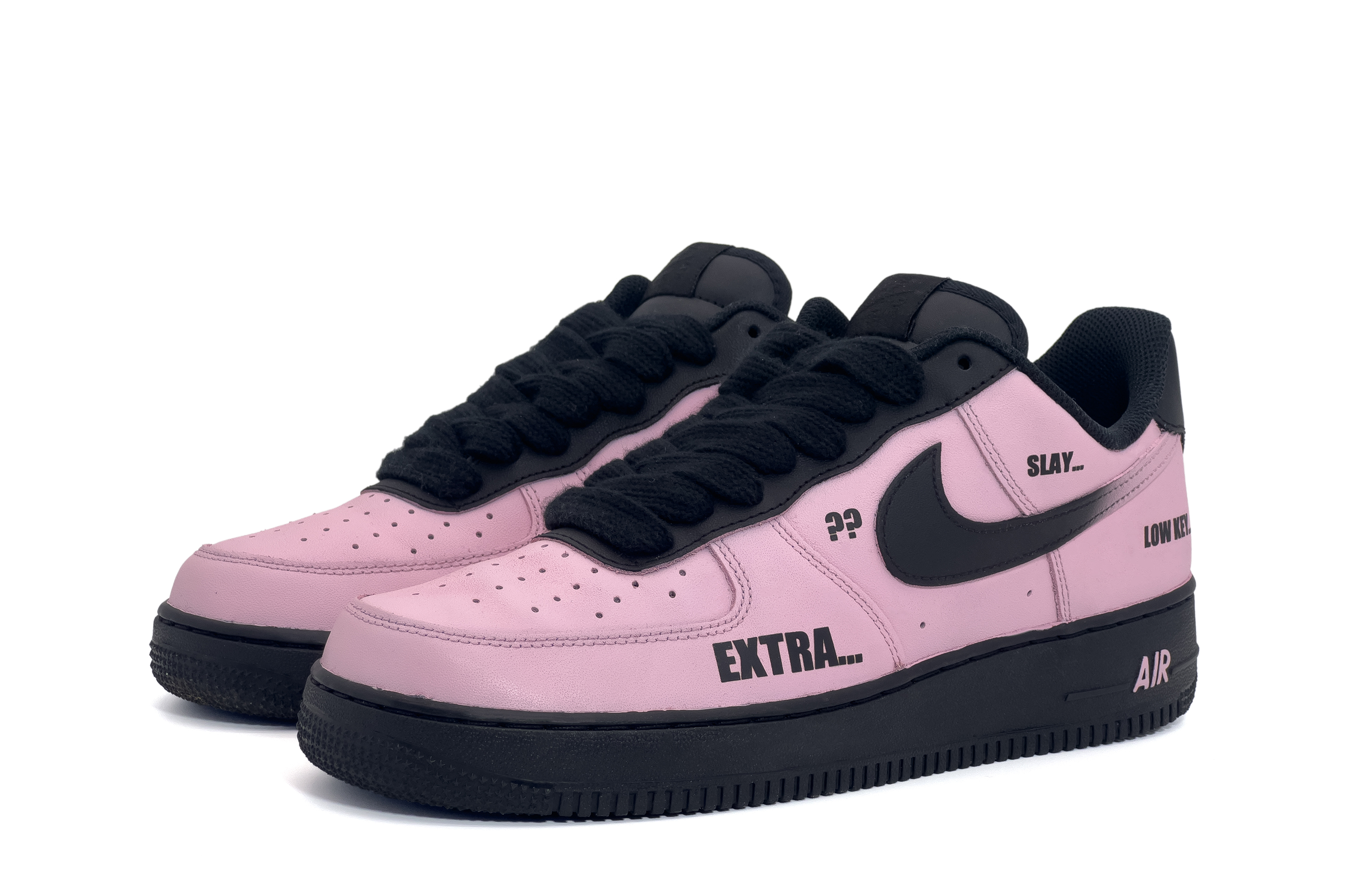 Nike Кроссовки Air Force 1 Scroll Bar Low Top для скейтбординга, унисекс, черно-розовые — фото 4