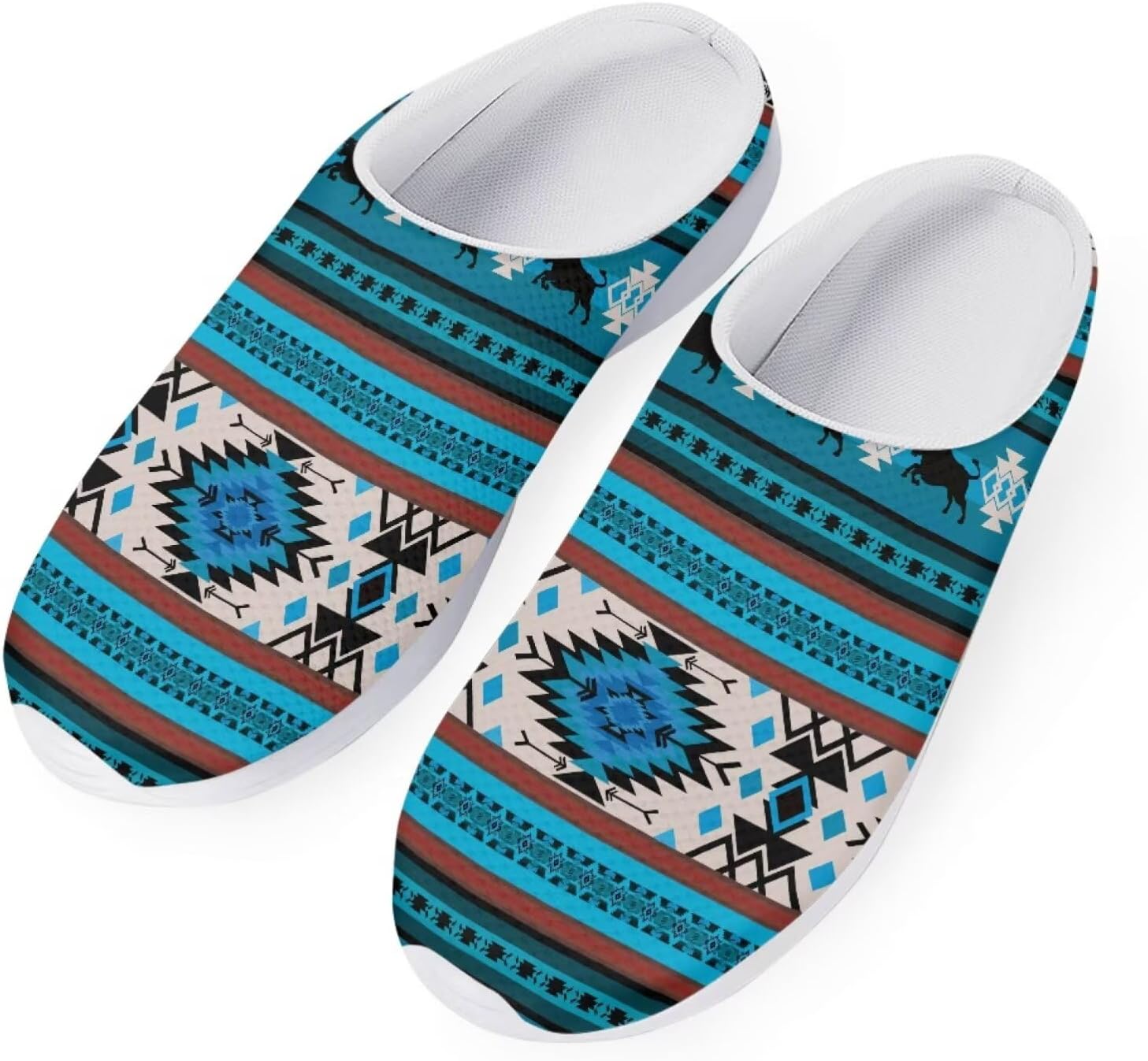 

Forchrinse Южно-западные сандалии с арочной поддержкой для мужчин и женщин Navajo Aztec, тапочки-мюли для сада, прогулочные кроссовки для носки в помещении и на улице, Aztec Print