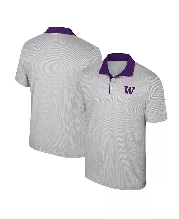 

Мужская серая полосатая рубашка-поло Washington Huskies Tuck Colosseum