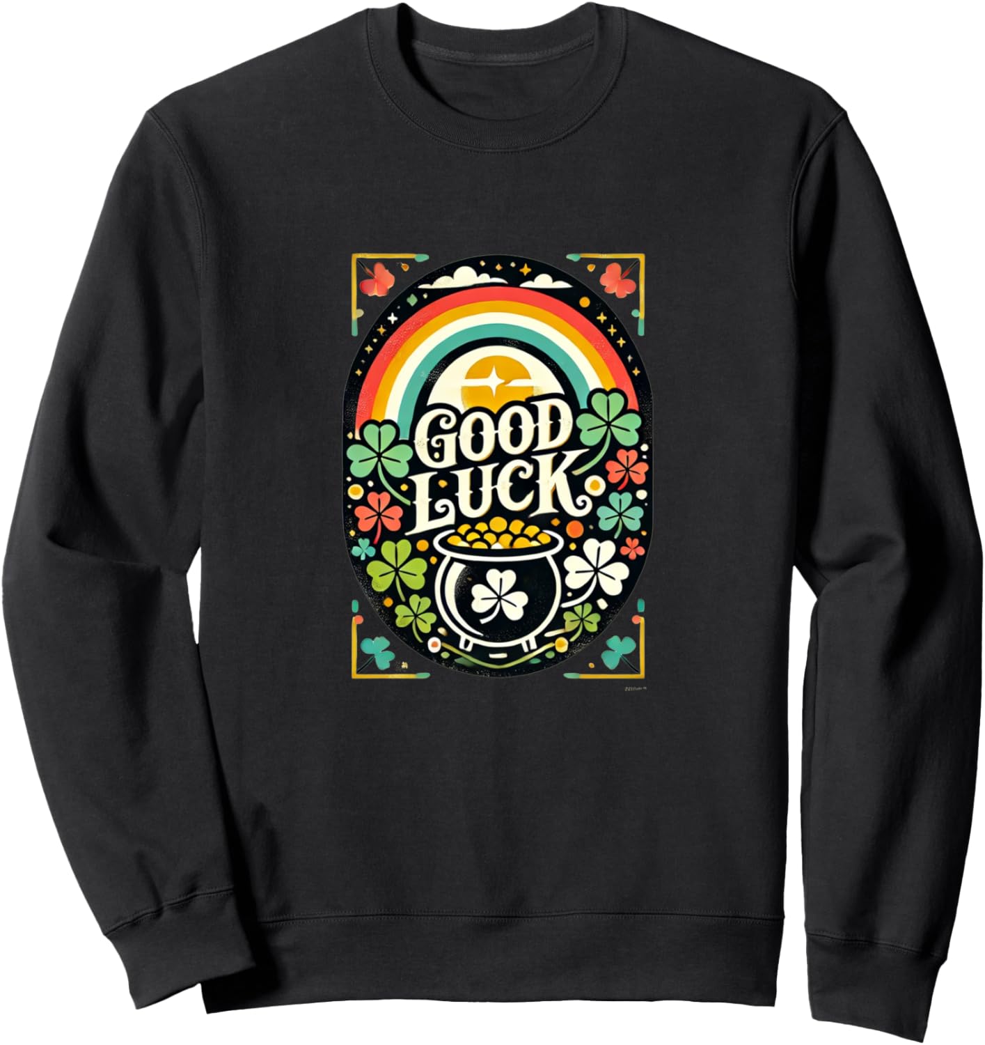

Удачи на День Святого Патрика! Толстовка с клевером на удачу! Vintage Lucky Love Snugg, черный