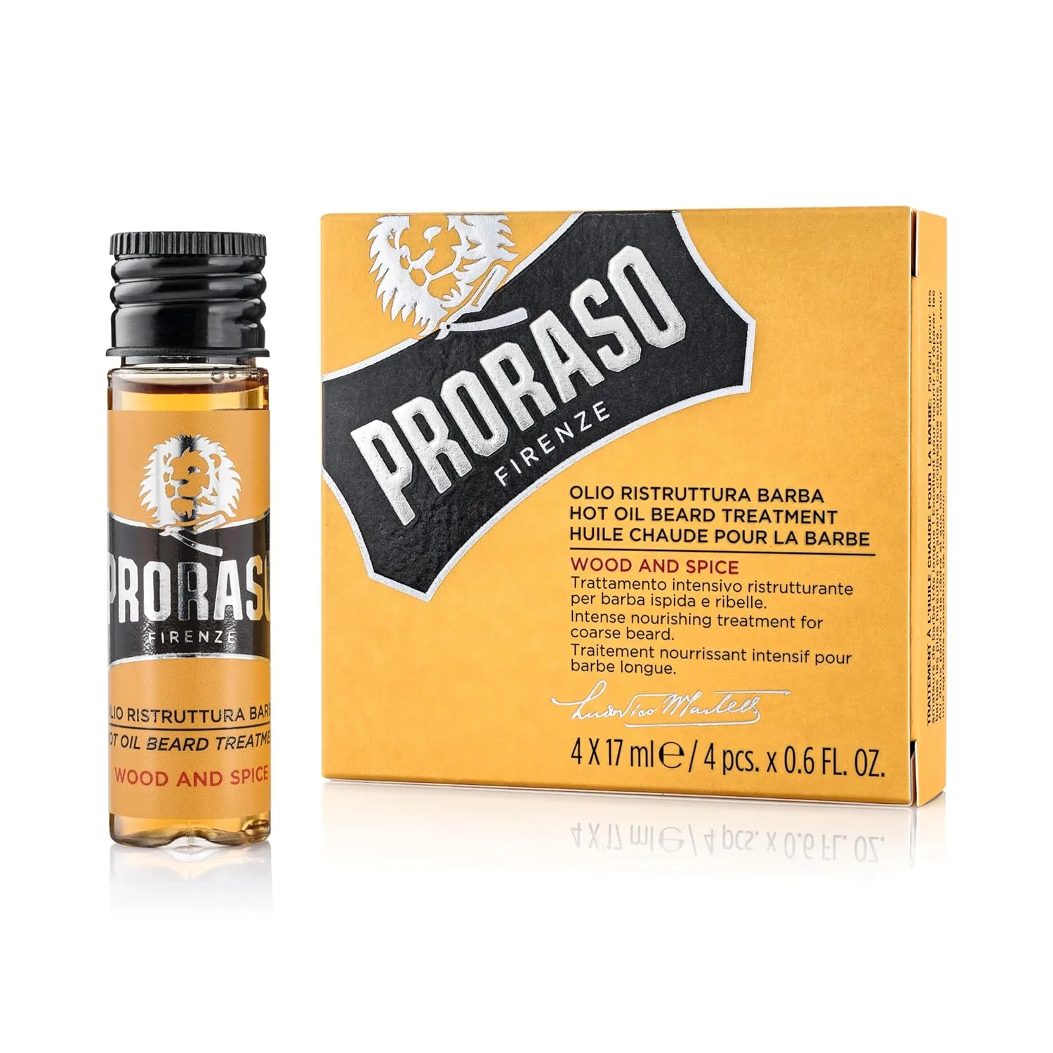 Масло для бороды Proraso Hot Oil Treatment - масло для сухих волос - кондиционирует и восстанавливает поврежденные волосы на лице - четыре порции по 0,6 унции