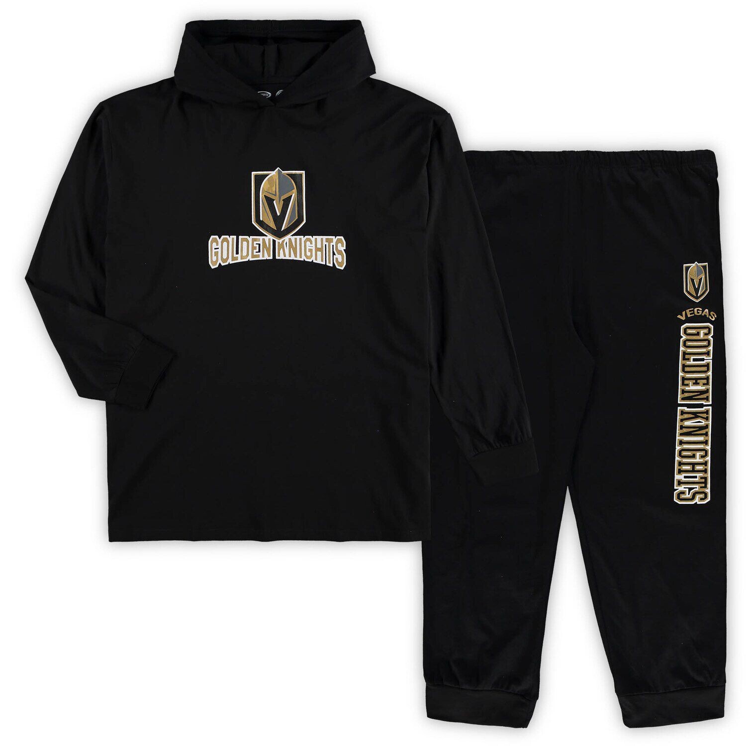 

Мужской комплект для сна с капюшоном и джоггерами для мужчин Concepts Sport Black Vegas Golden Knights Big & Tall