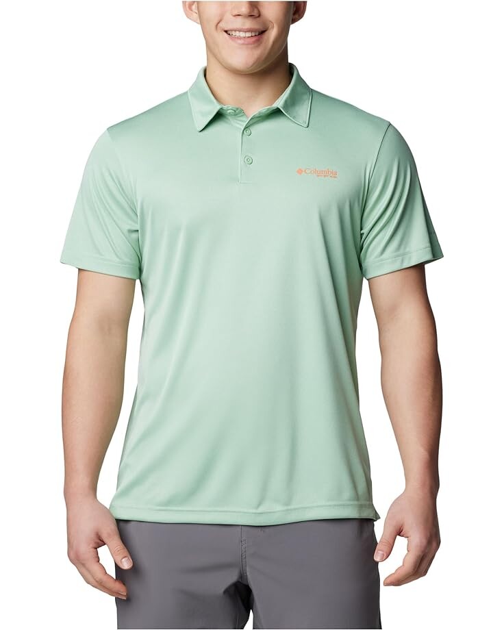 

Поло Columbia Terminal Tackle Heather, цвет New Mint Heather/Bright Nectar Logo