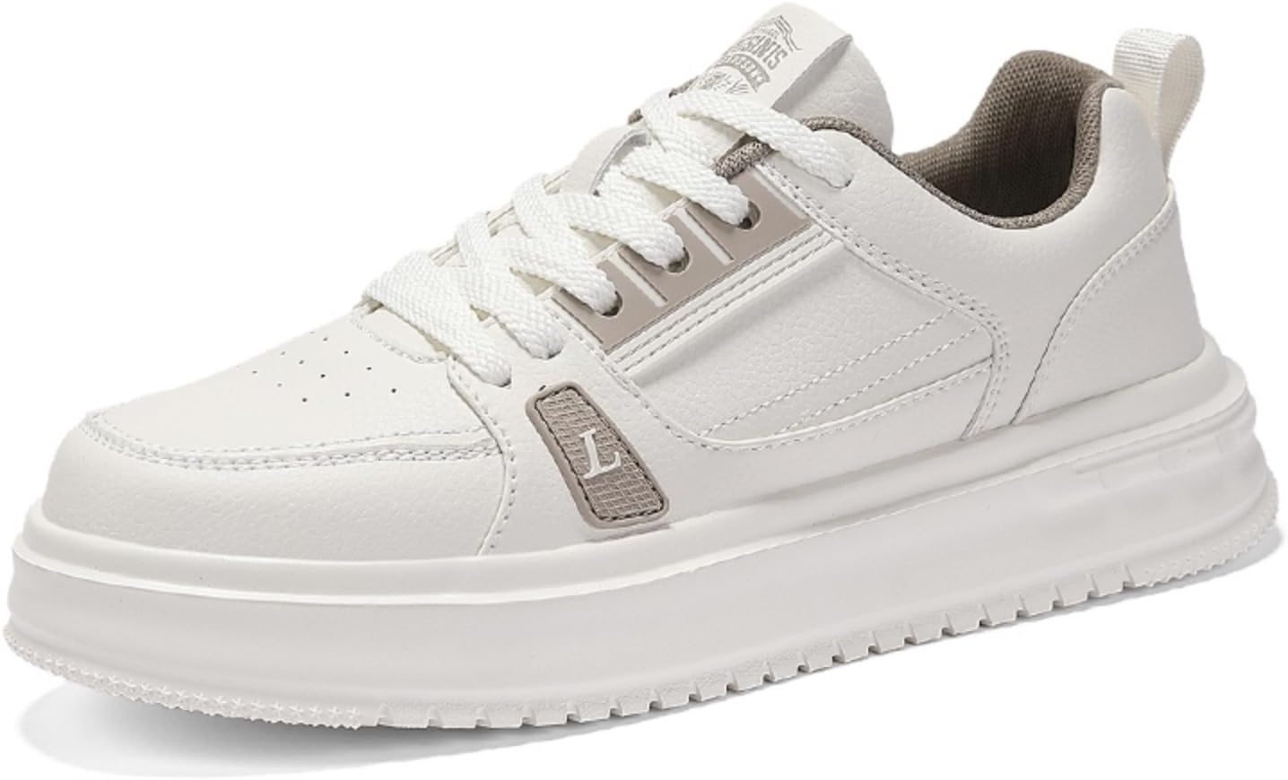 

Мужские повседневные кроссовки с шнуровкой, удобная толстая подошва для тенниса и ходьбы, ретро стиль, дышащие, износостойкие, роскошные модные кеды для скейтборда Aokisx, бежевый