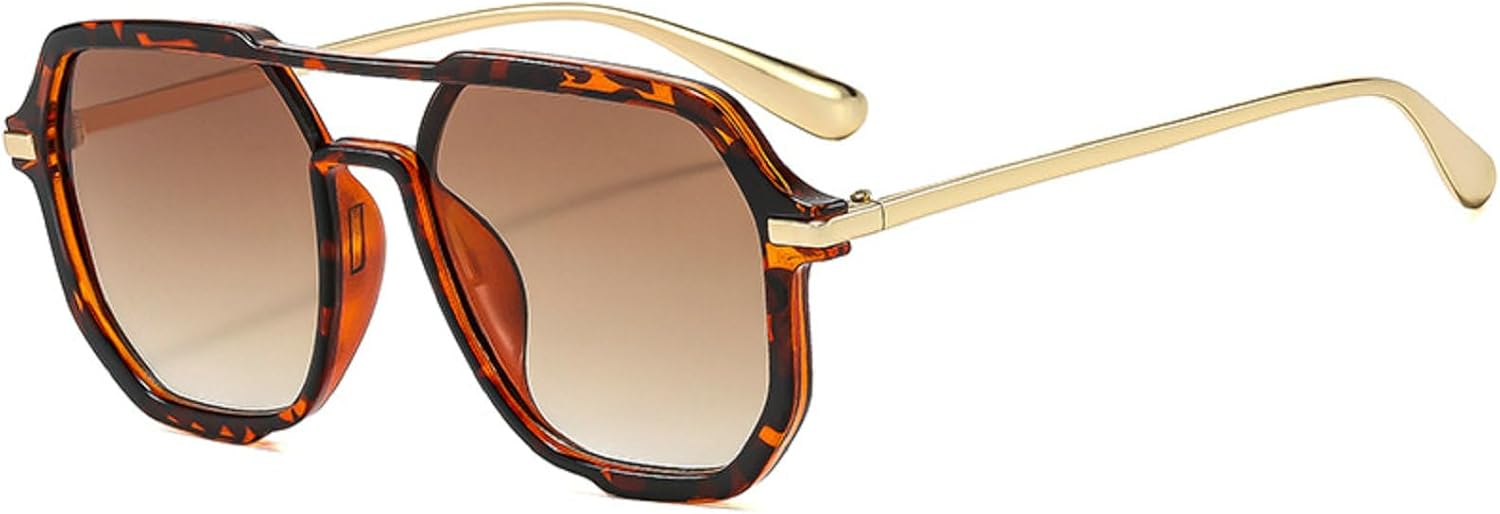 

Ретро-солнцезащитные очки-пилот квадратной формы для женщин и мужчин, винтажные, увеличенного размера, с двойной дужкой, в стиле 70-х, 80-х и 90-х годов mincl, Leopard