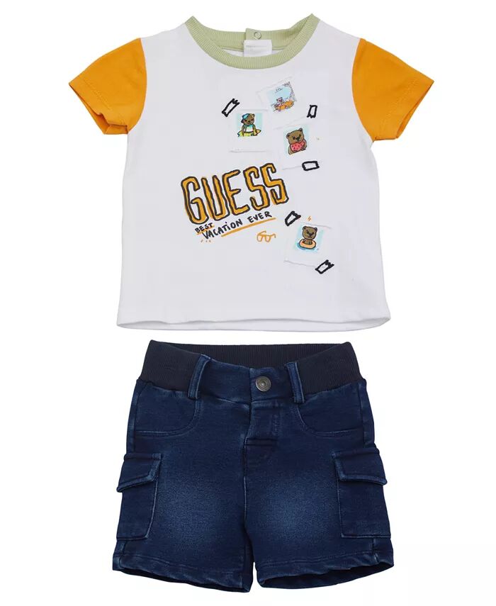 

Футболка с короткими рукавами для малышей и джинсовые шорты GUESS