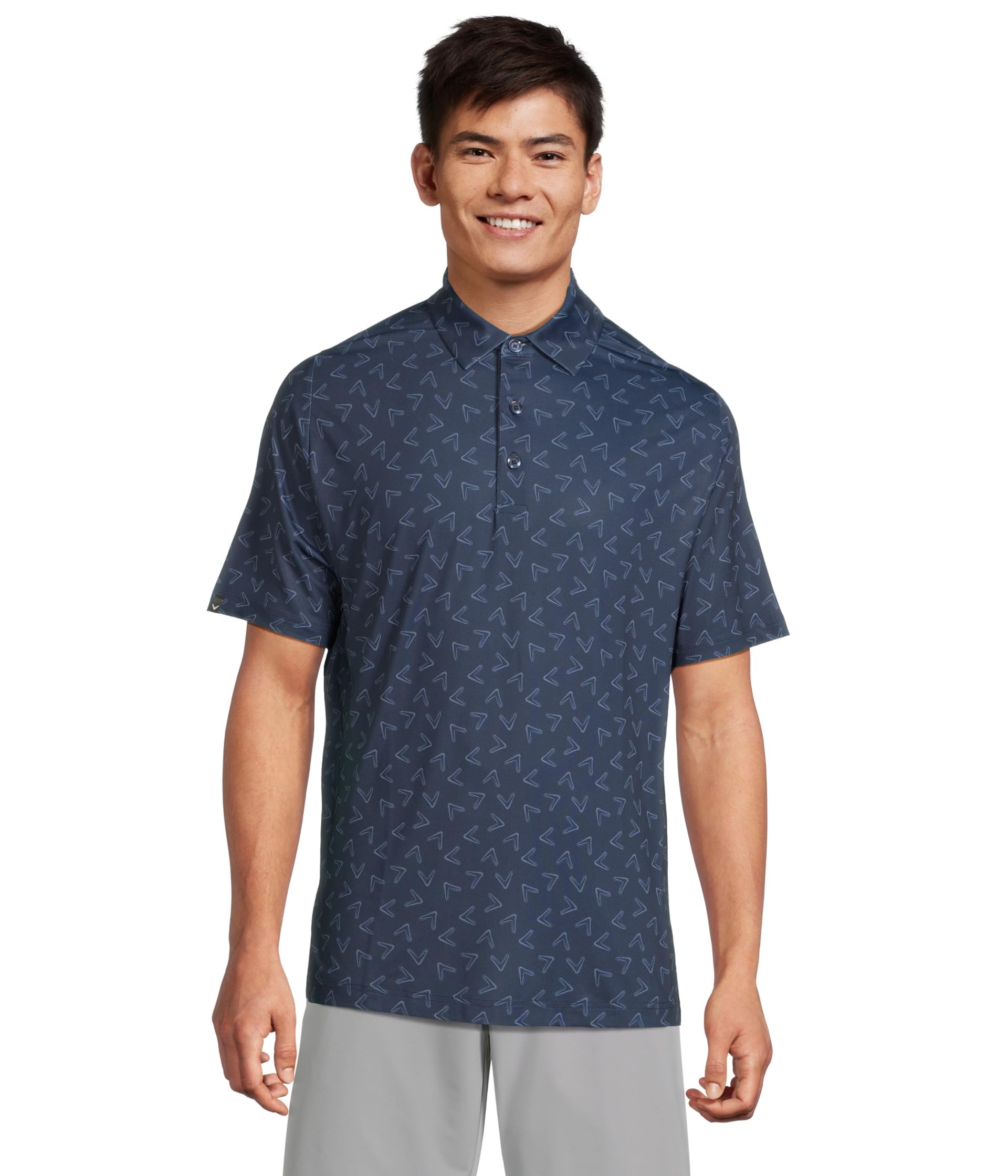 

Поло Callaway All Over Chev Printed Polo, цвет Peacoat 1