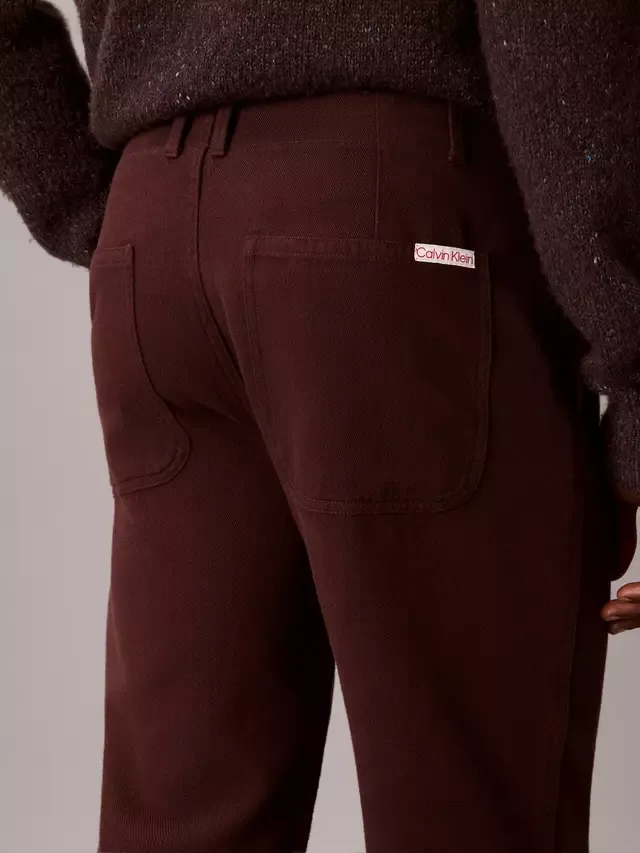 Хлопковые брюки-чинос прямого кроя, насыщенно-коричневого цвета Calvin Klein — фото 4