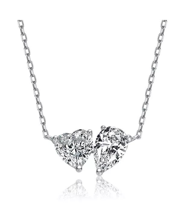 

Ожерелье из стерлингового серебра с подвеской в виде прозрачного сердца и грушевидного кубического циркония Genevive, white