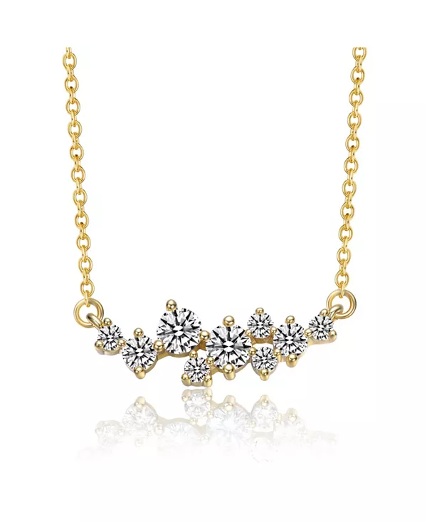 

Ожерелье из стерлингового серебра 14 карат с позолотой и прозрачным муассанитом, прямоугольной формы Genevive, gold