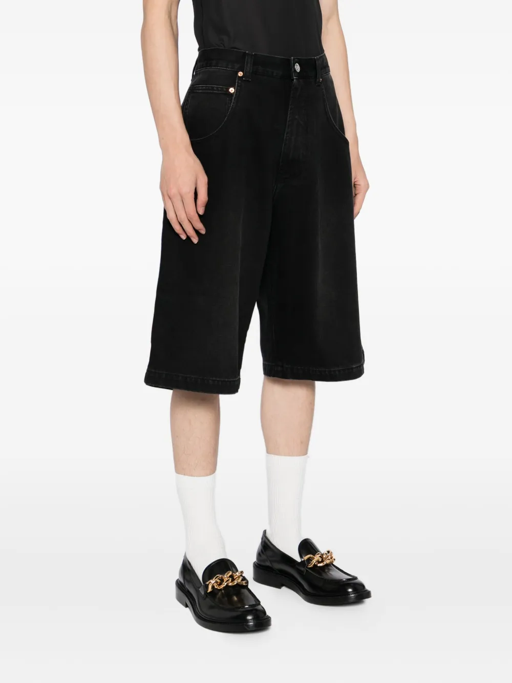 Джинсовые шорты с эффектом потертости VETEMENTS, черный — фото 3