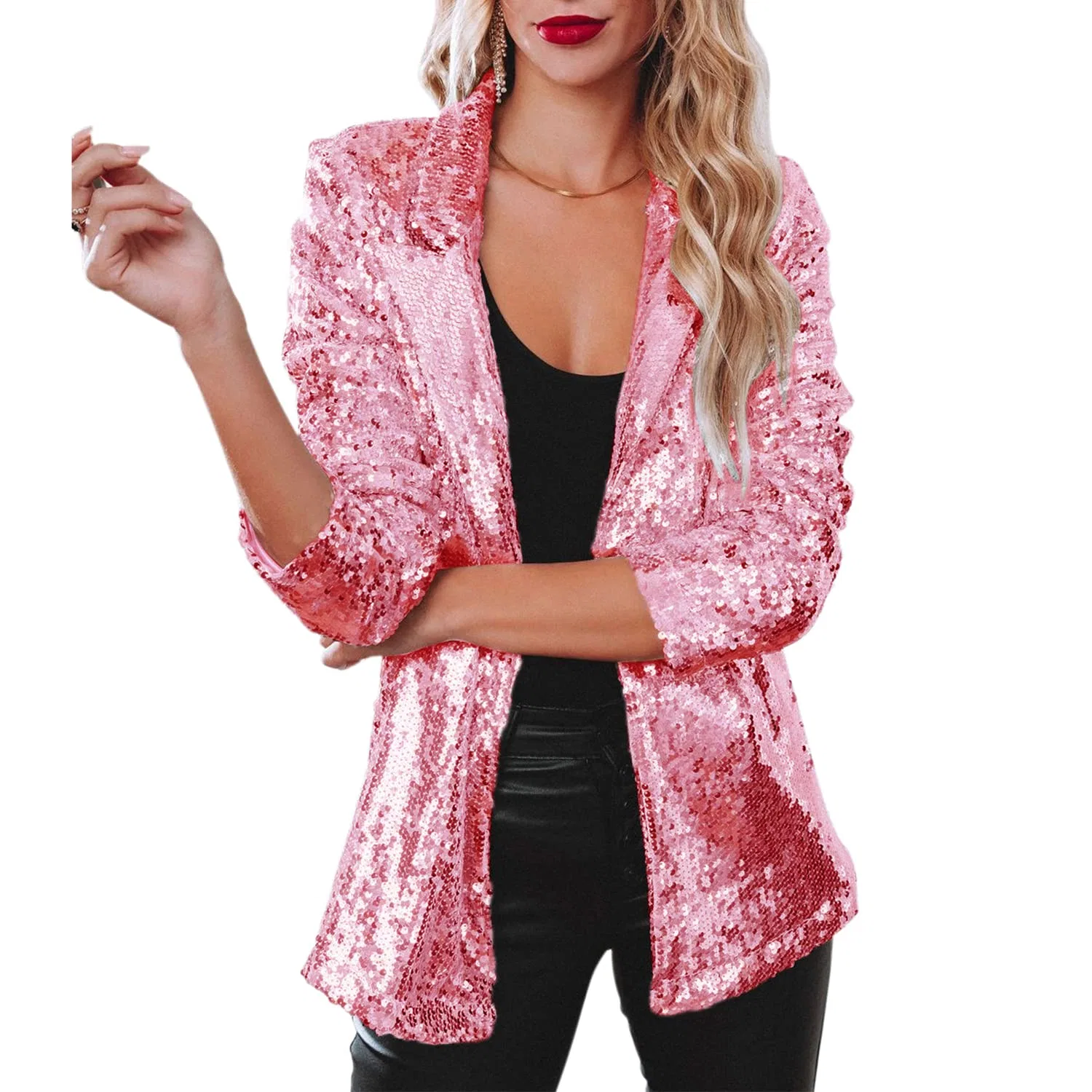 Женский кардиган с пайетками с длинным рукавом, Rosa