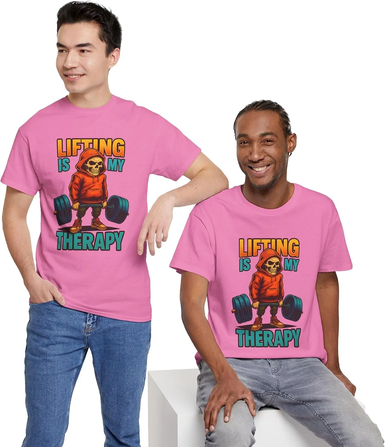 Футболка с принтом Lifting Is My Therapy Unisex, Azalea — фото 4
