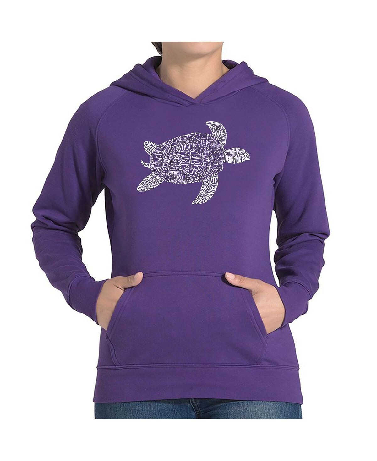 

Женская толстовка с капюшоном word art -turtle LA Pop Art, фиолетовый