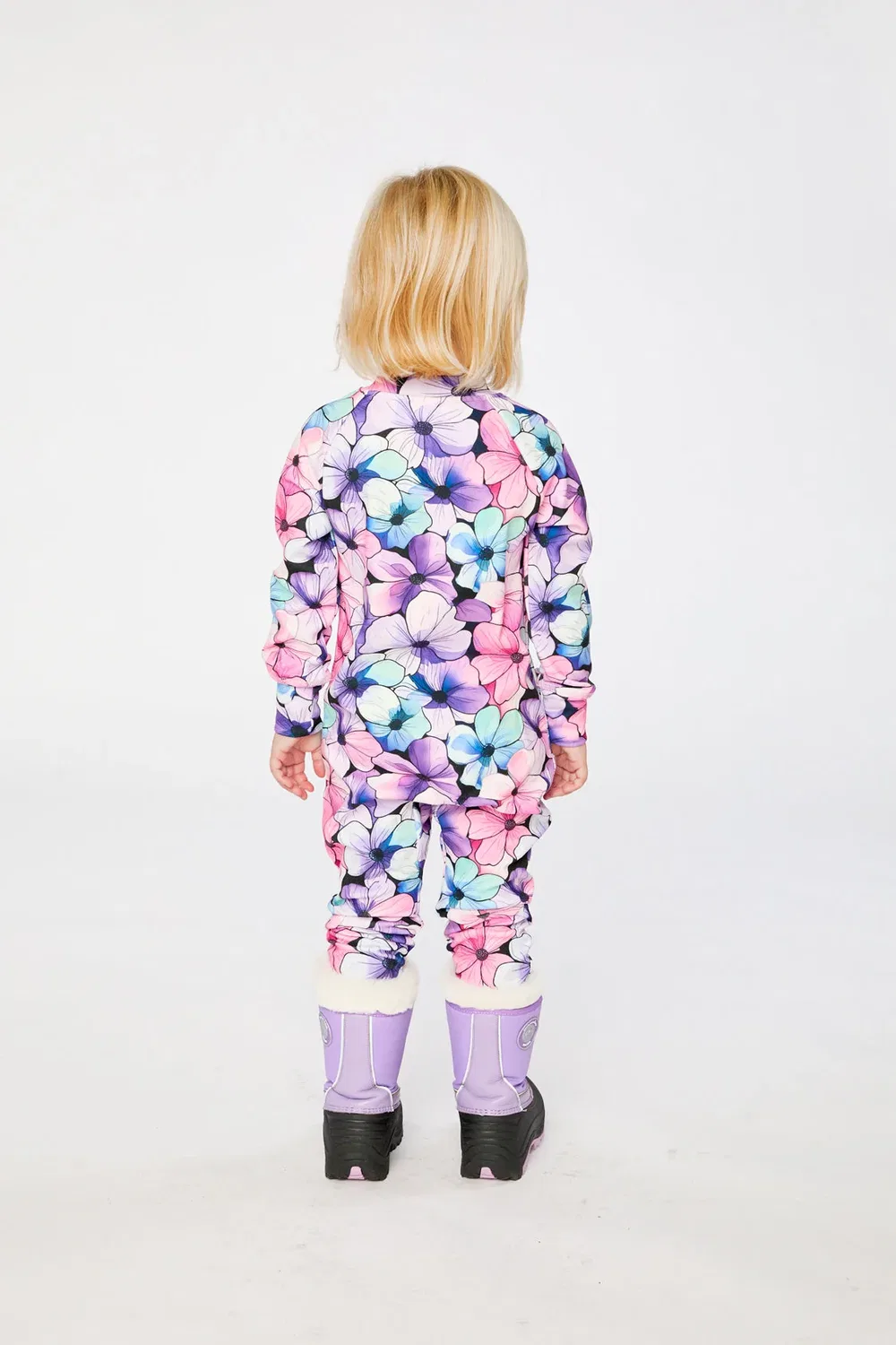 Детский комбинезон-термобелье с принтом Deux par Deux, Purple Floral Print — фото 4