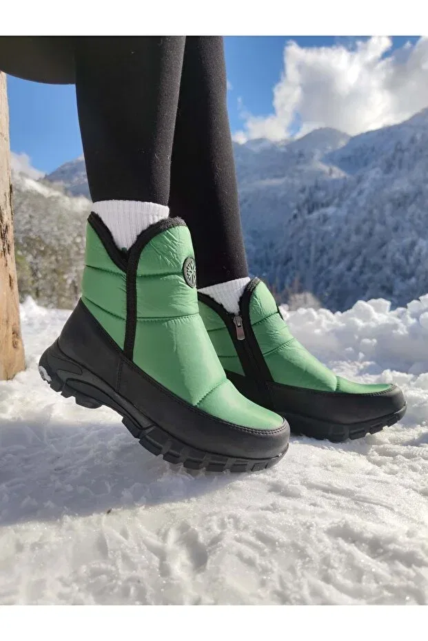 Детские снежные ботинки водонепроницаемые Çiğdem Kundura, Green-Dress With Zipper-Armband