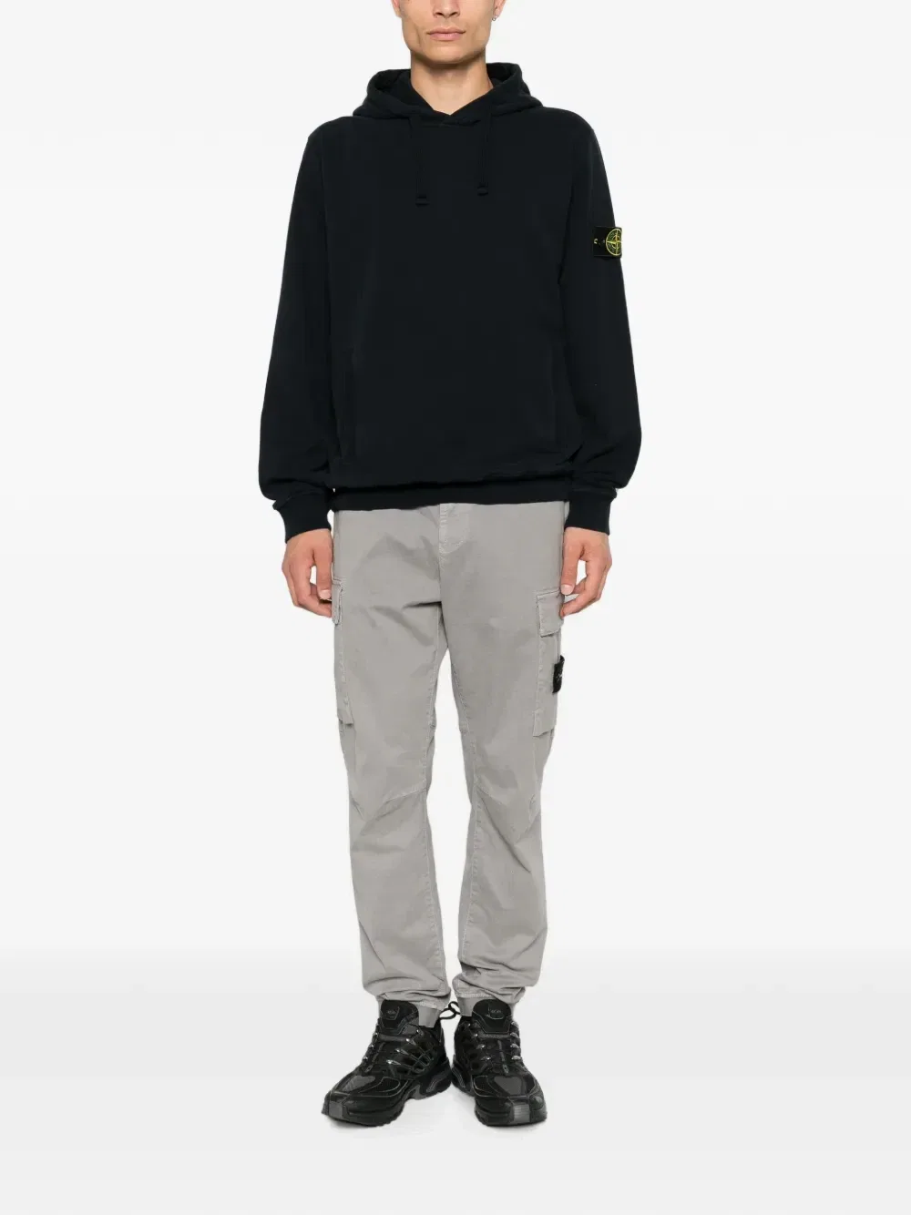 Толстовка с капюшоном, кулиской и нашивкой с логотипом Stone Island, синий — фото 2