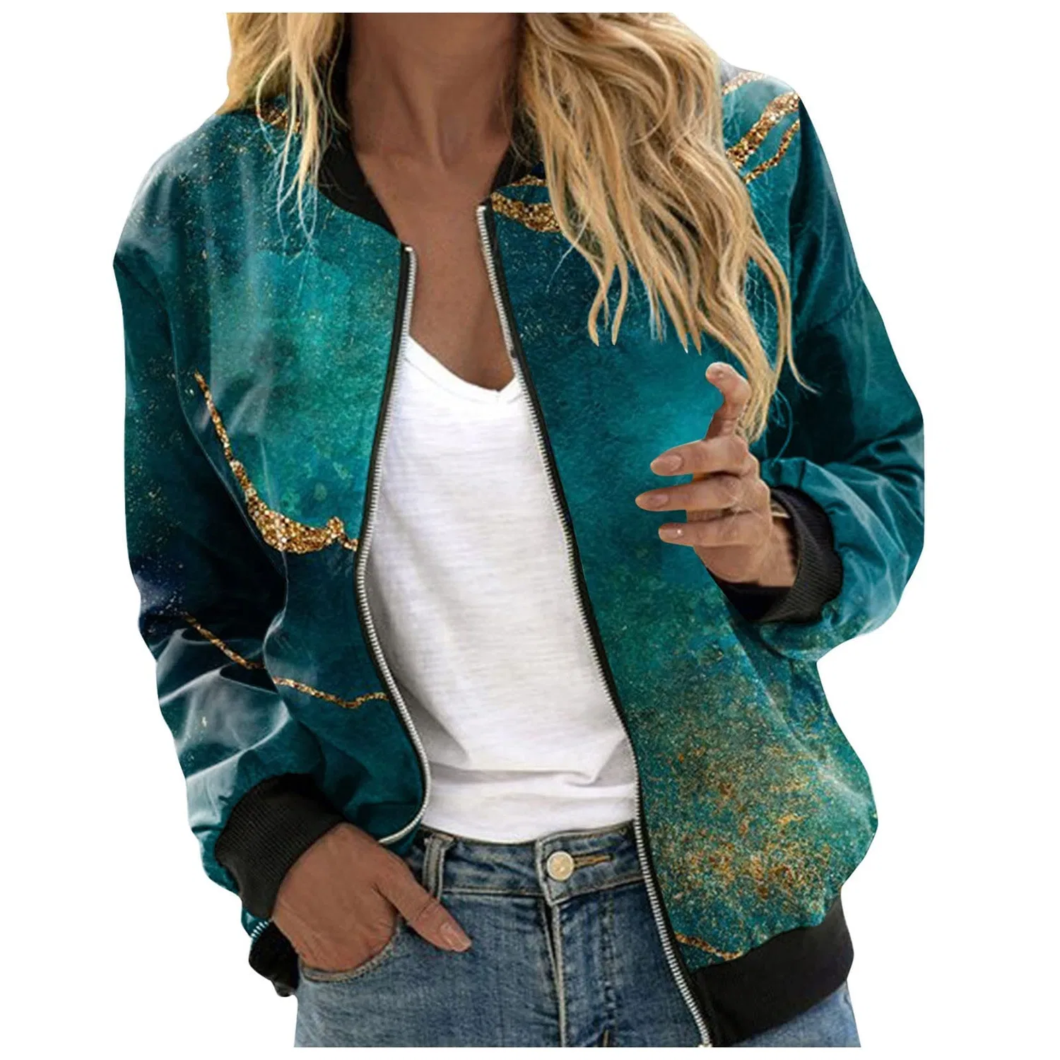 Женская куртка с цветочным принтом Casual Jackets Drive7, Verde