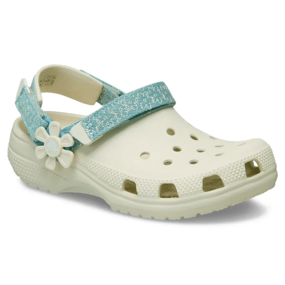 Клоги Classic Denim Flower с регулируемым ремешком Crocs, белый — фото 2