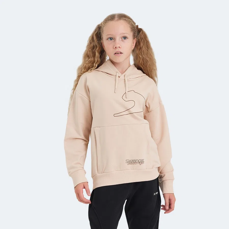 Детский свитшот с капюшоном и карманом Link Slazenger, Черный — фото 3