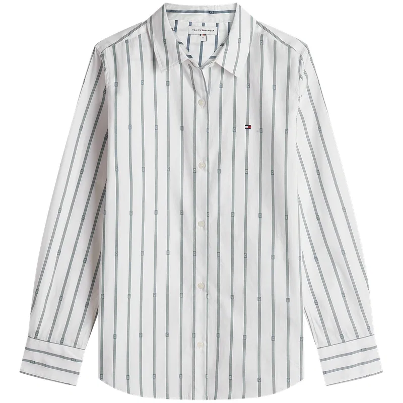 Женская рубашка с воротником Tommy Hilfiger, Navy Blue White Stripes