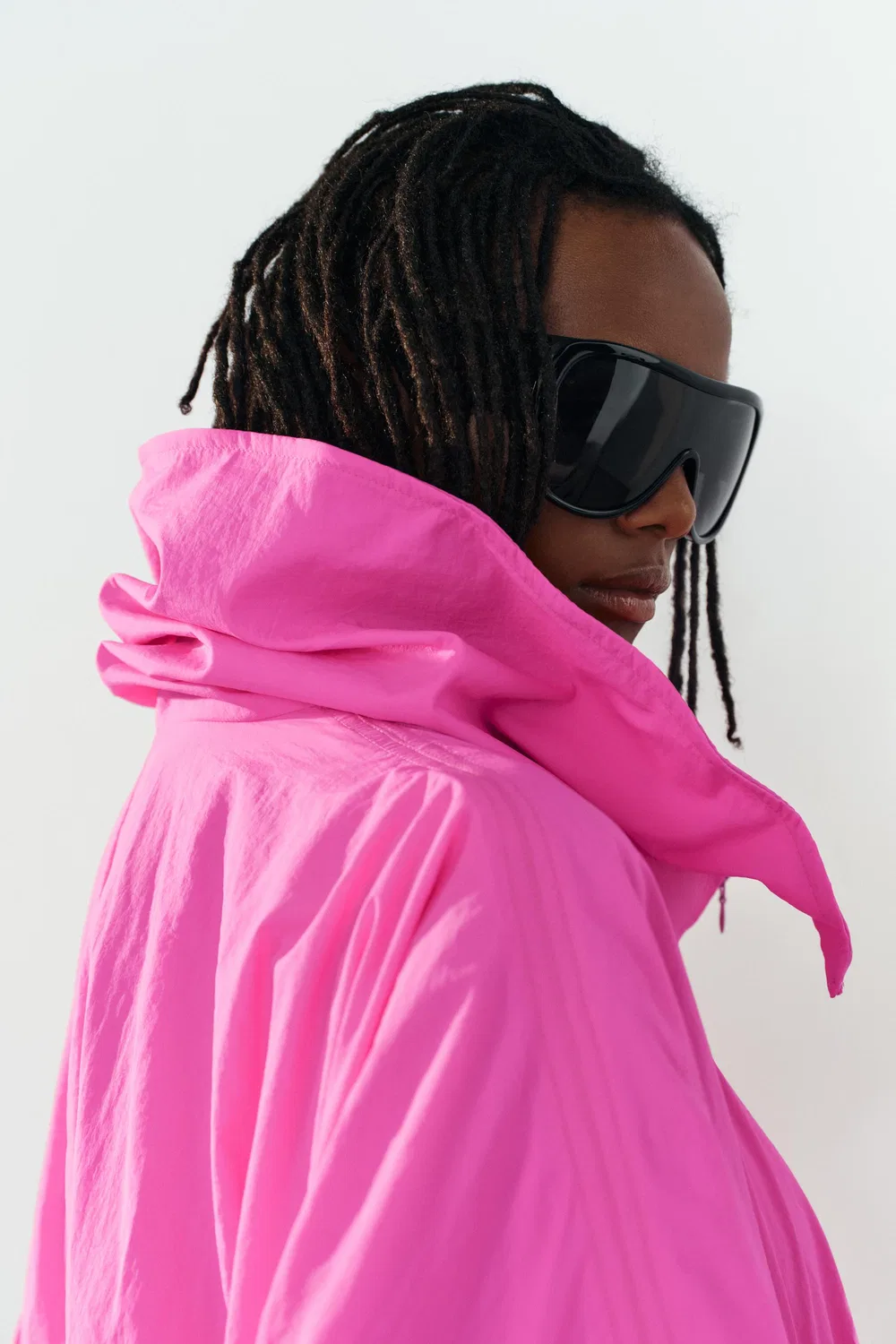 Куртка с высоким воротником из технической ткани ZARA, Neon pink — фото 3