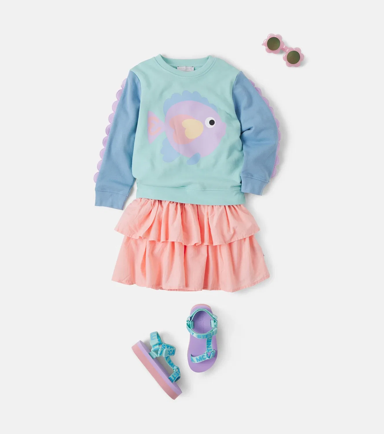 Свитшот хлопковый с принтом Stella Mccartney Kids, синий — фото 2