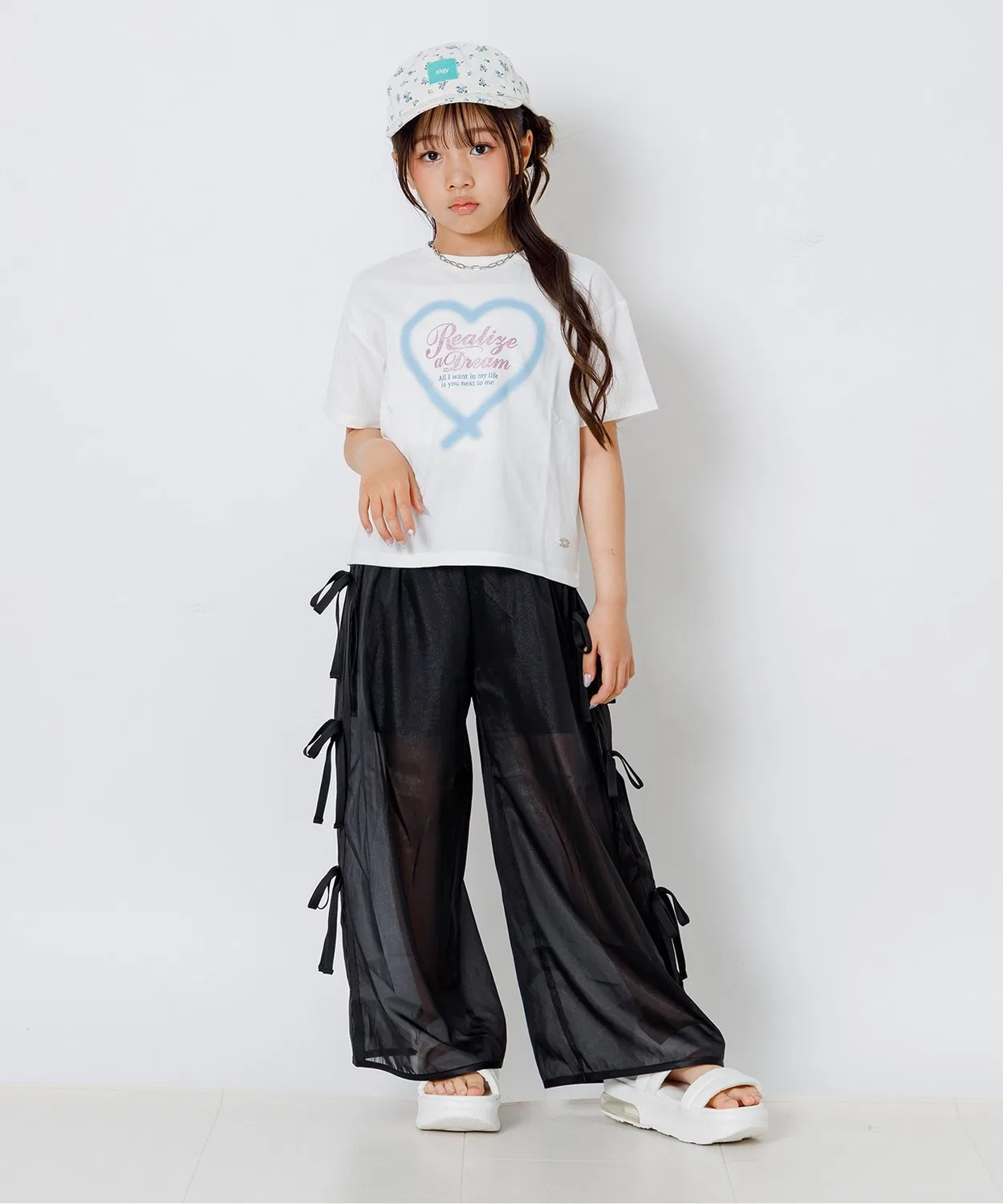 Детская футболка с принтом Spray Heart Lame algy, Off White — фото 2