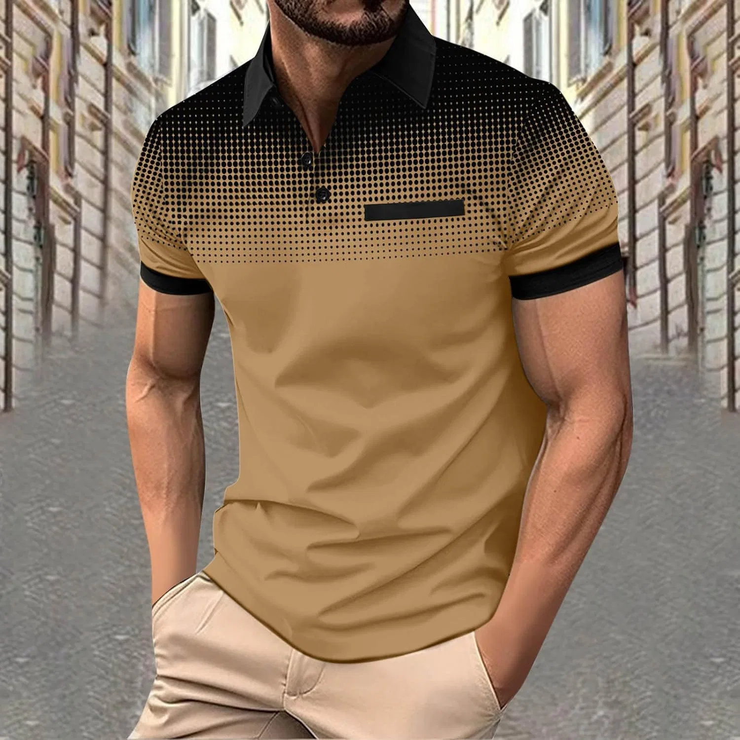 Мужская футболка с цветовым блоком Slim Fit Golf, Coffee — фото 2