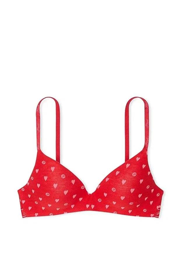 Женский бюстгальтер с легкой подкладкой без косточек Victoria'S Secret, Red Hearts — фото 3