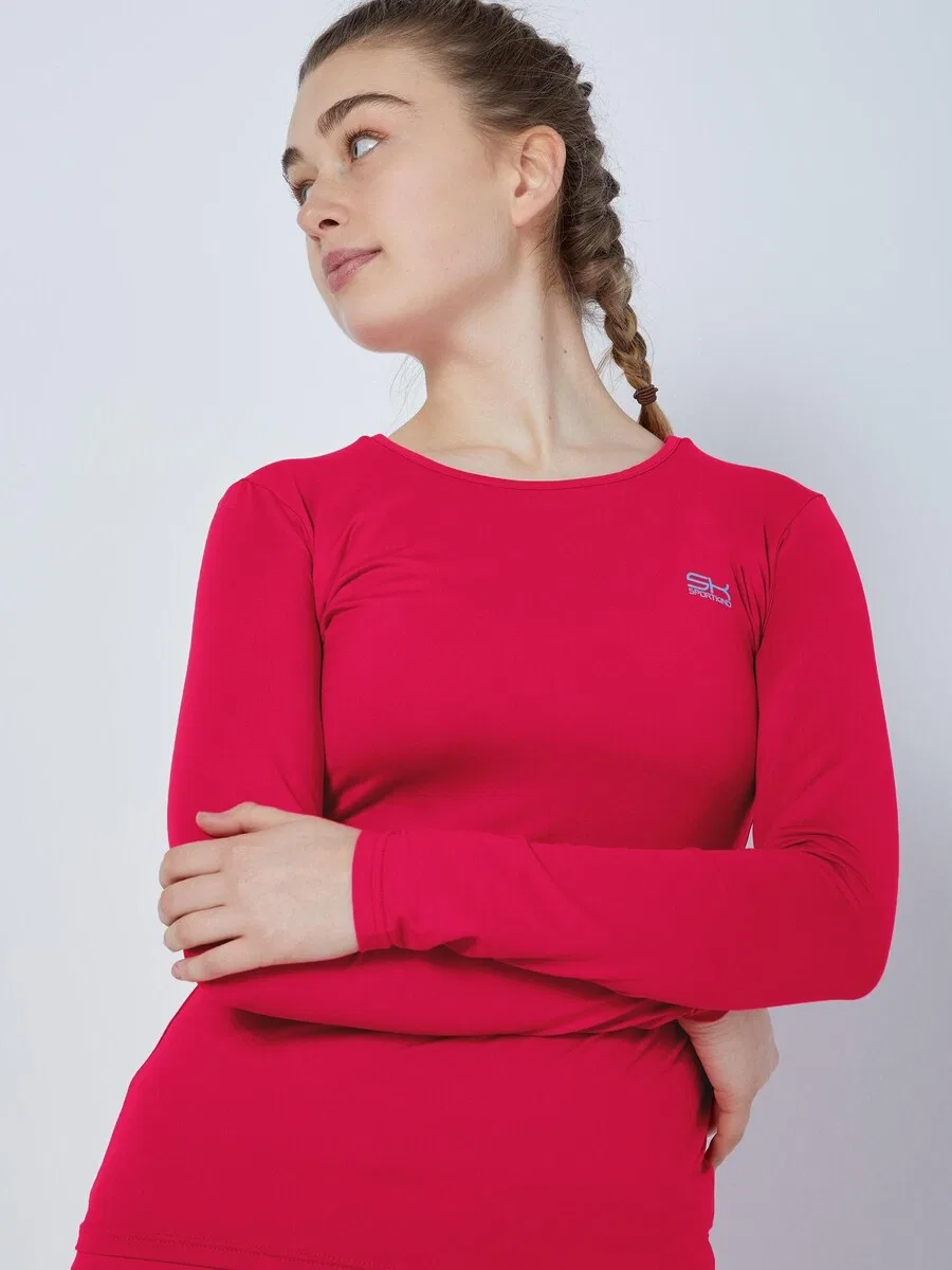 Футболка с длинным рукавом розового цвета Sportkind — фото 2