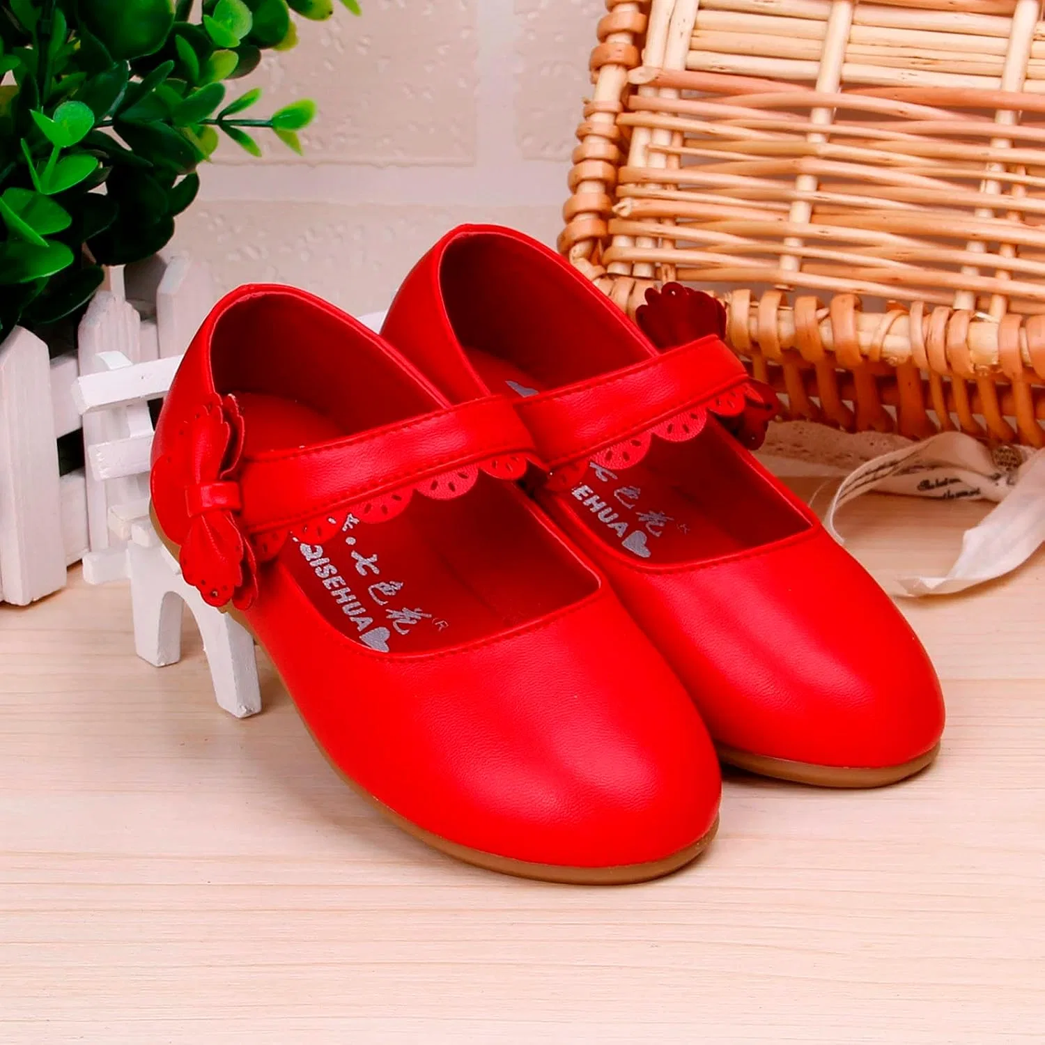 Детские туфли Мэри Джейн для девочек из кожи, Red — фото 3