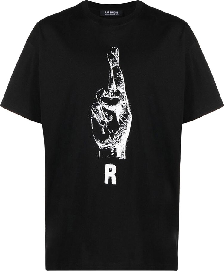 

Футболка Raf Simons Oversized T-Shirt With Hand Sign Print 'Black', черный
