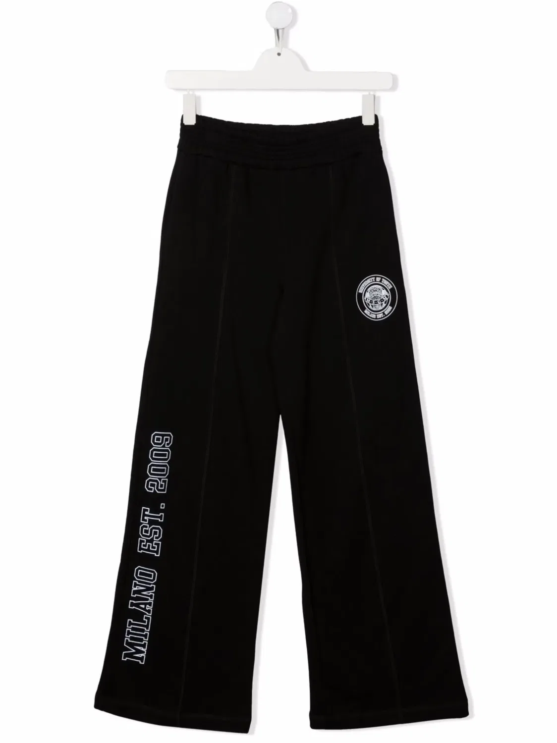 Широкие хлопковые брюки с логотипом MSGM, черный