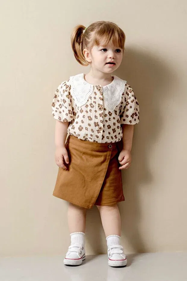 Детский комплект для девочек с оборками Jnf Kids, Brown — фото 2