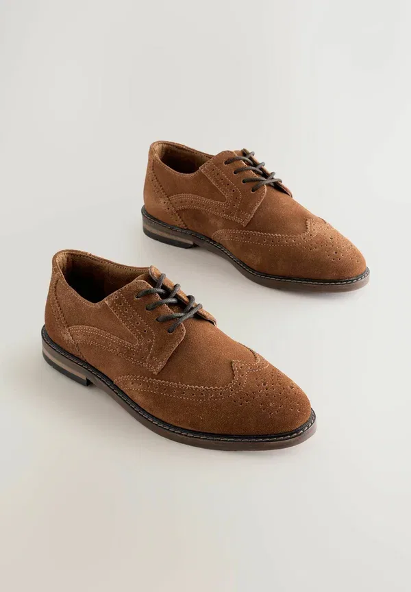 Туфли замшевые Brogues older - lace-ups Next, Tan Brown, светло-коричневый — фото 2