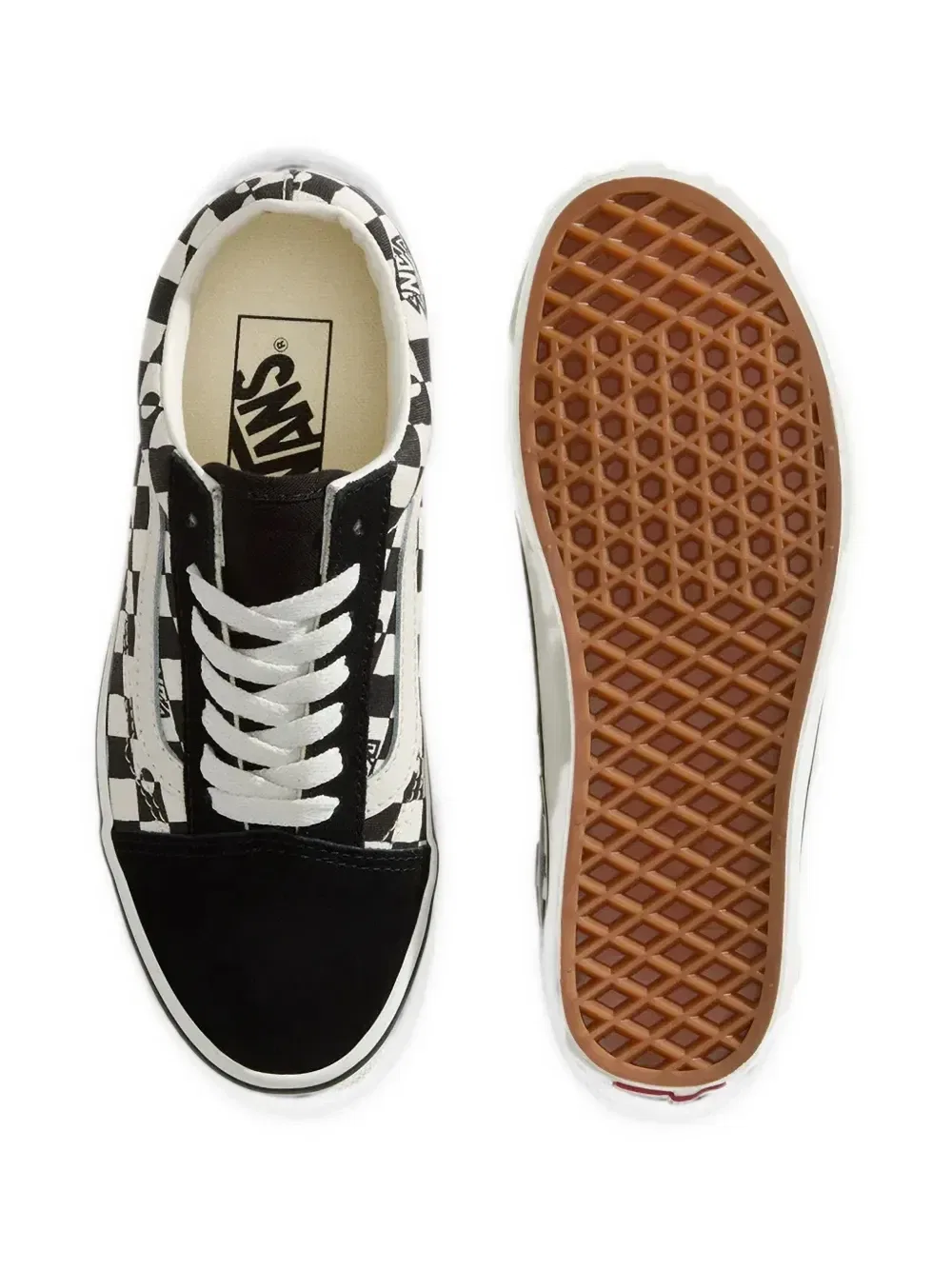 Олдскульные кроссовки в клетку Vans Kids, черный — фото 4