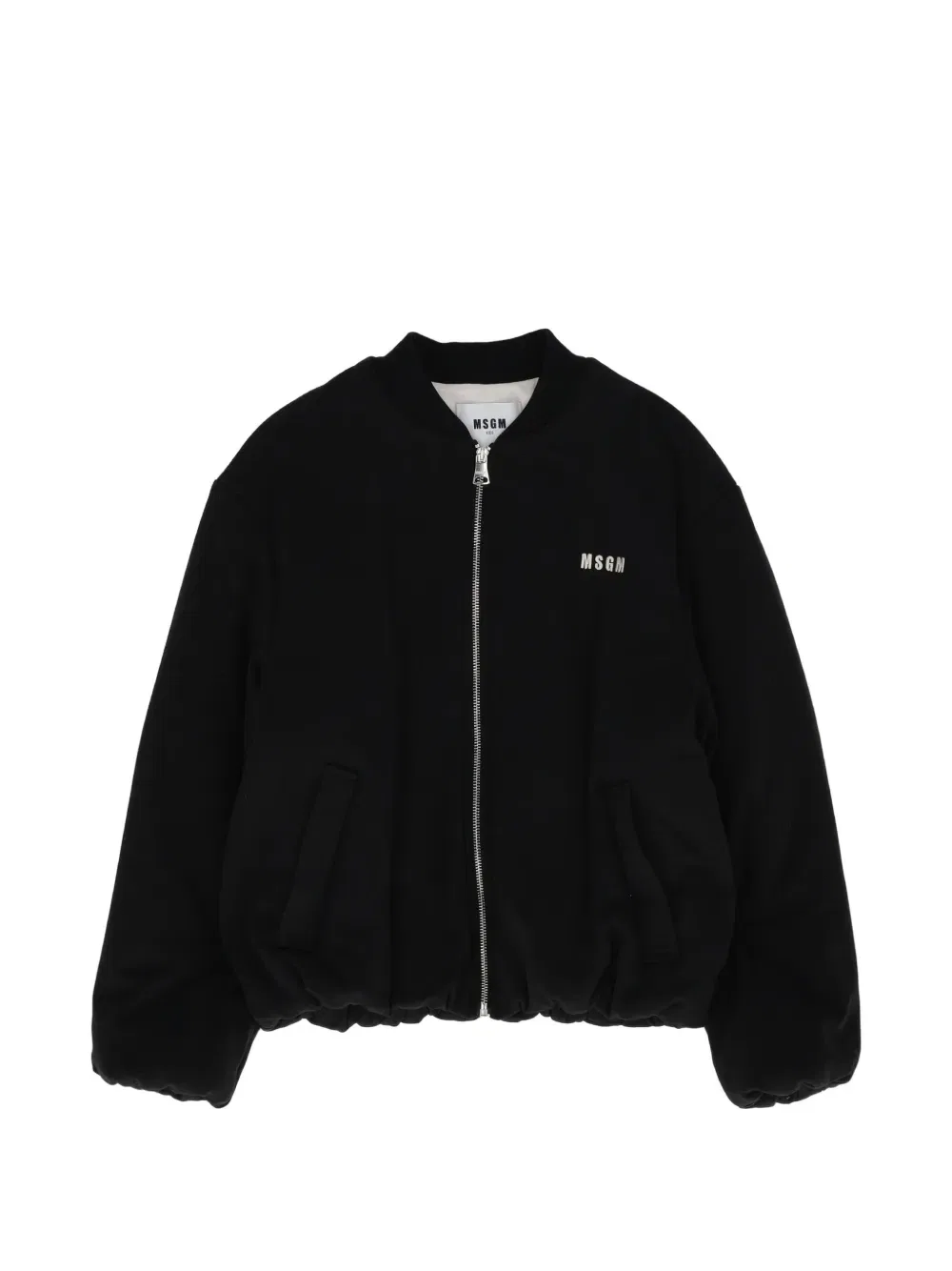 Бомбер с вышитым логотипом MSGM Kids, черный